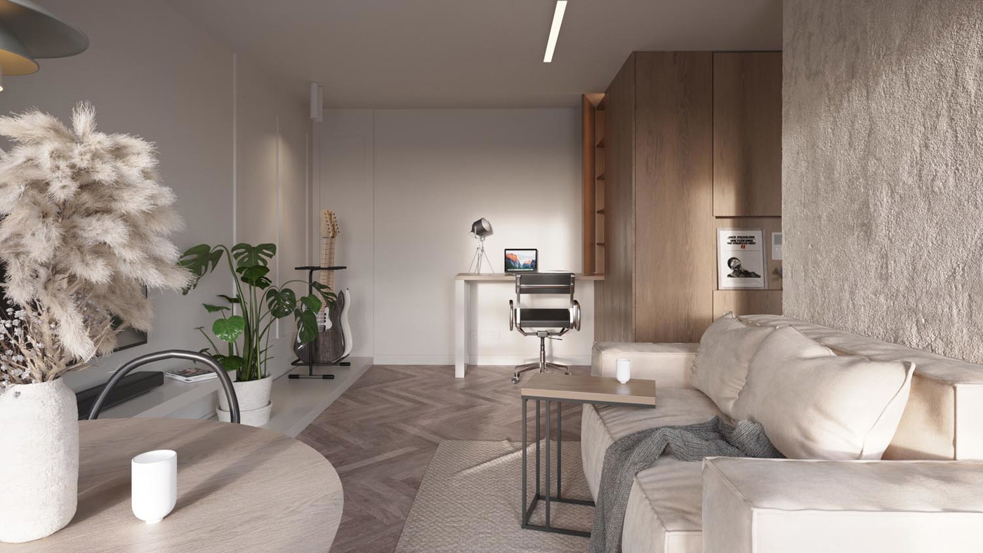 Eco-minimal youth, ujęcie 1 — projekt apartamentu, Gdańsk, projekt buKadesign