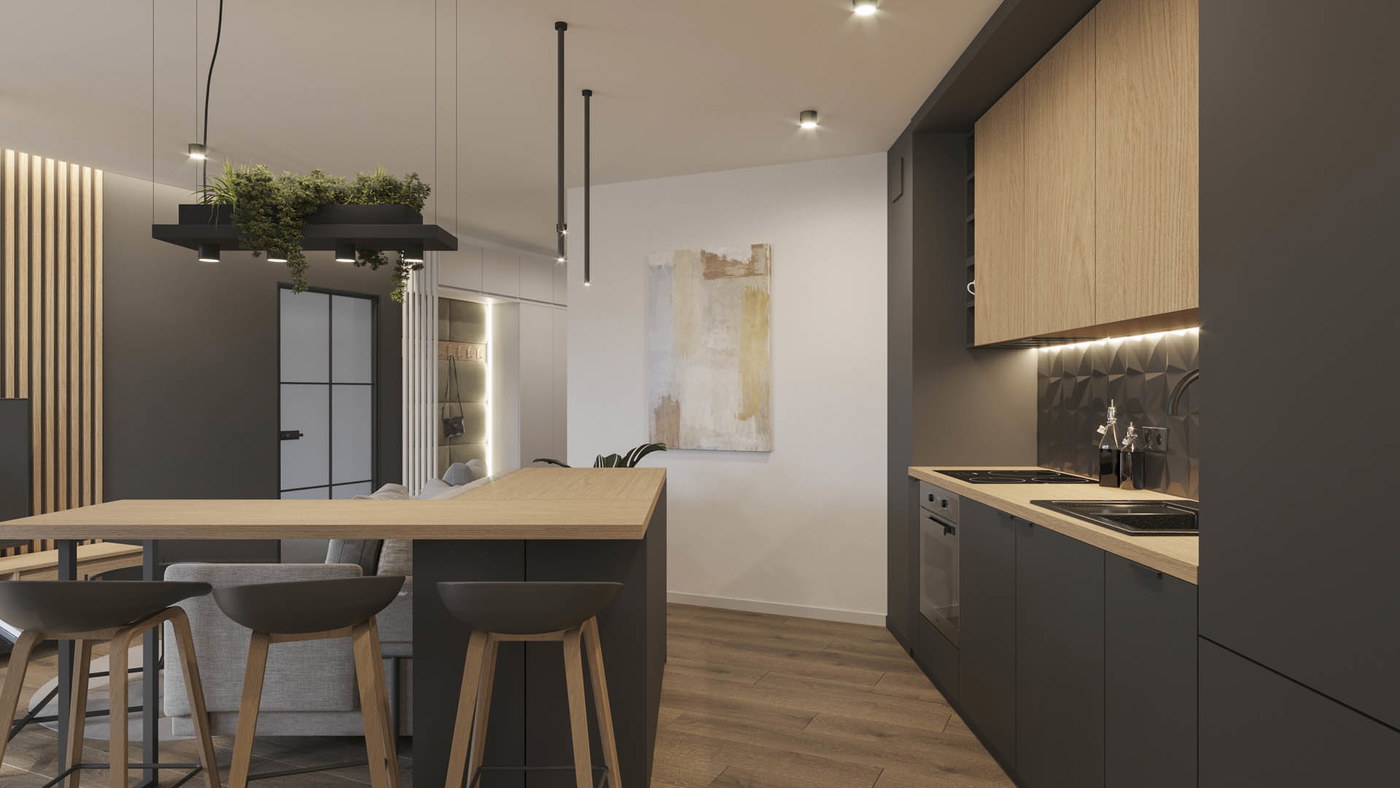 Bold minimalism, ujęcie 3 — projekt apartamentu, Kraków, projekt buKadesign