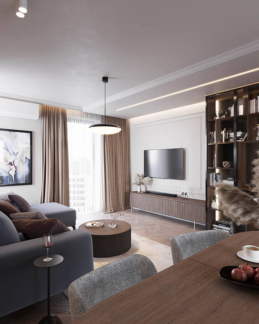 Burgundy elegance, ujęcie 5 — projekt apartamentu, Kraków, projekt buKadesign