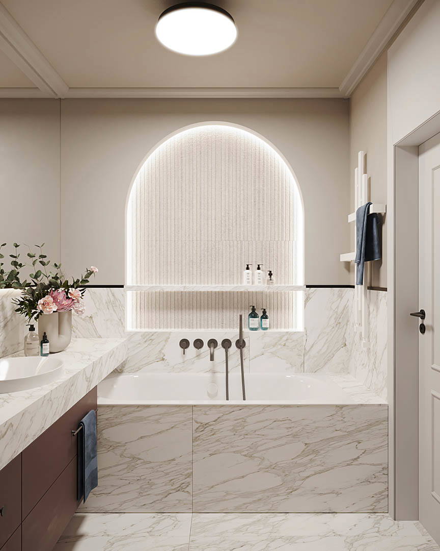 Burgundy elegance, ujęcie 8 — projekt apartamentu, Kraków, projekt buKadesign