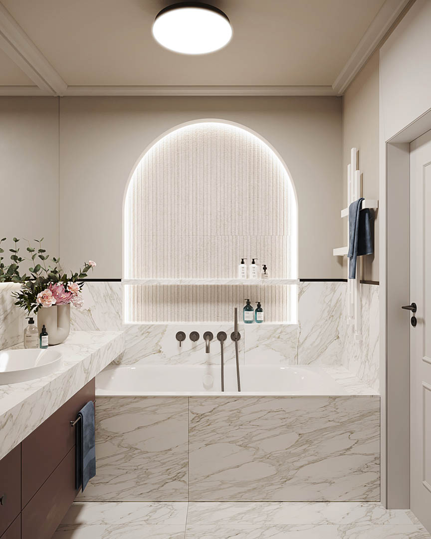 Burgundy elegance, ujęcie 8 — projekt apartamentu, Kraków, projekt buKadesign