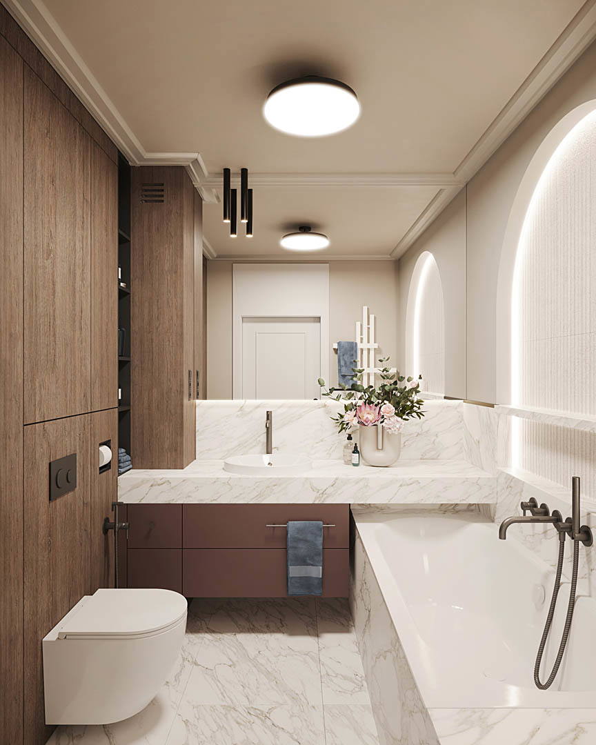 Burgundy elegance, ujęcie 10 — projekt apartamentu, Kraków, projekt buKadesign