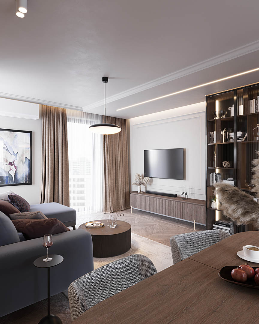 Burgundy elegance — projekt apartamentu, Kraków — projekt wnętrza buKadesign