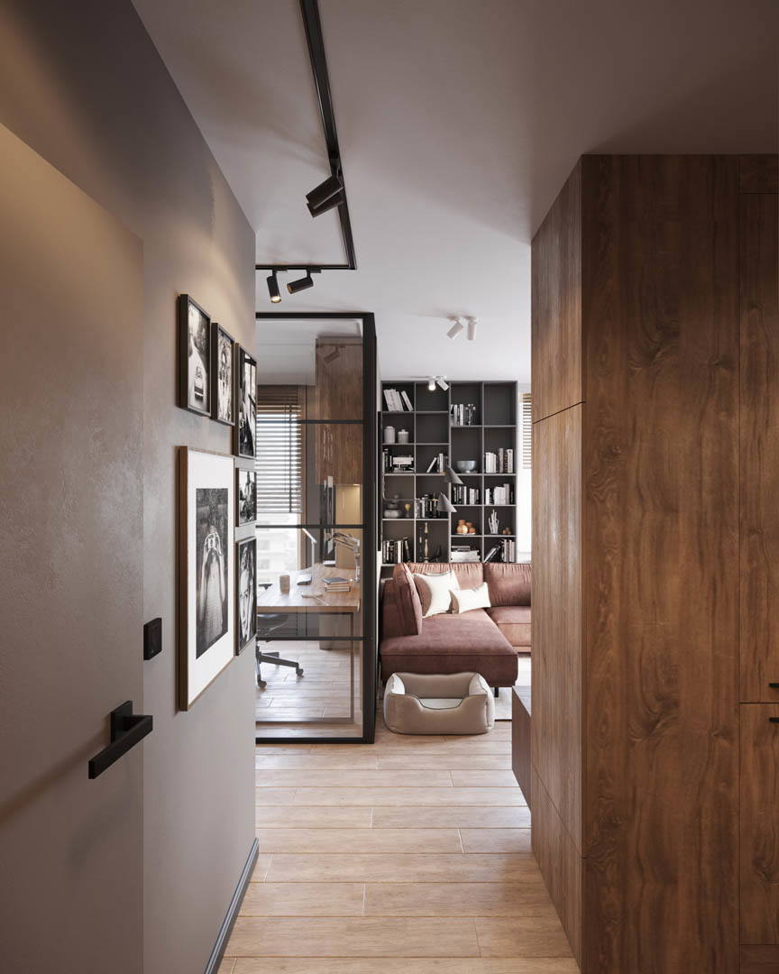 Earthy tranquility, ujęcie 1 — projekt apartamentu, Kraków, projekt buKadesign
