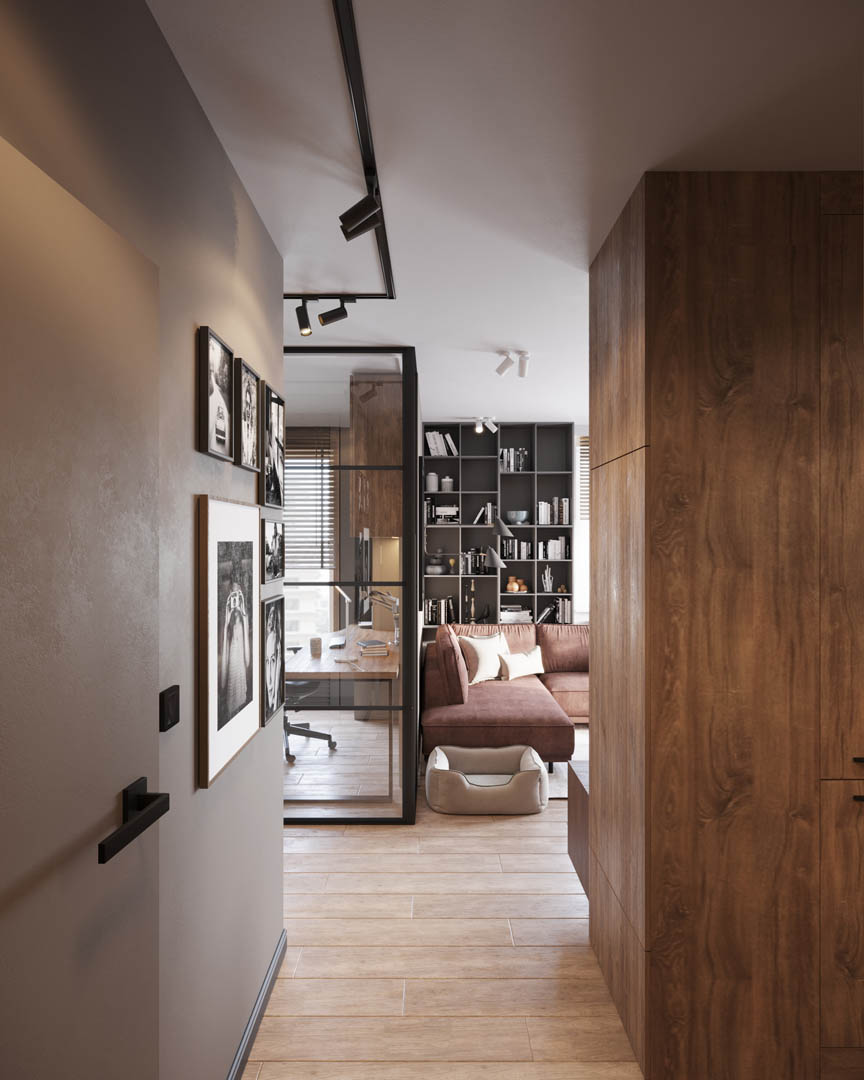 Earthy tranquility, ujęcie 1 — projekt apartamentu, Kraków, projekt buKadesign