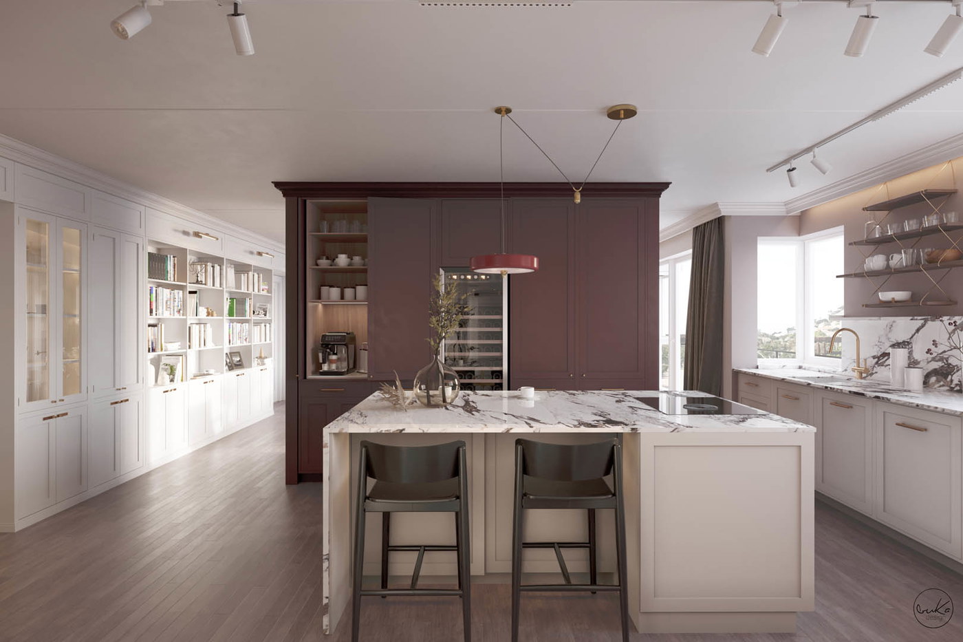 Modern burgundy, ujęcie 10 — projekt apartamentu, Kraków, projekt buKadesign
