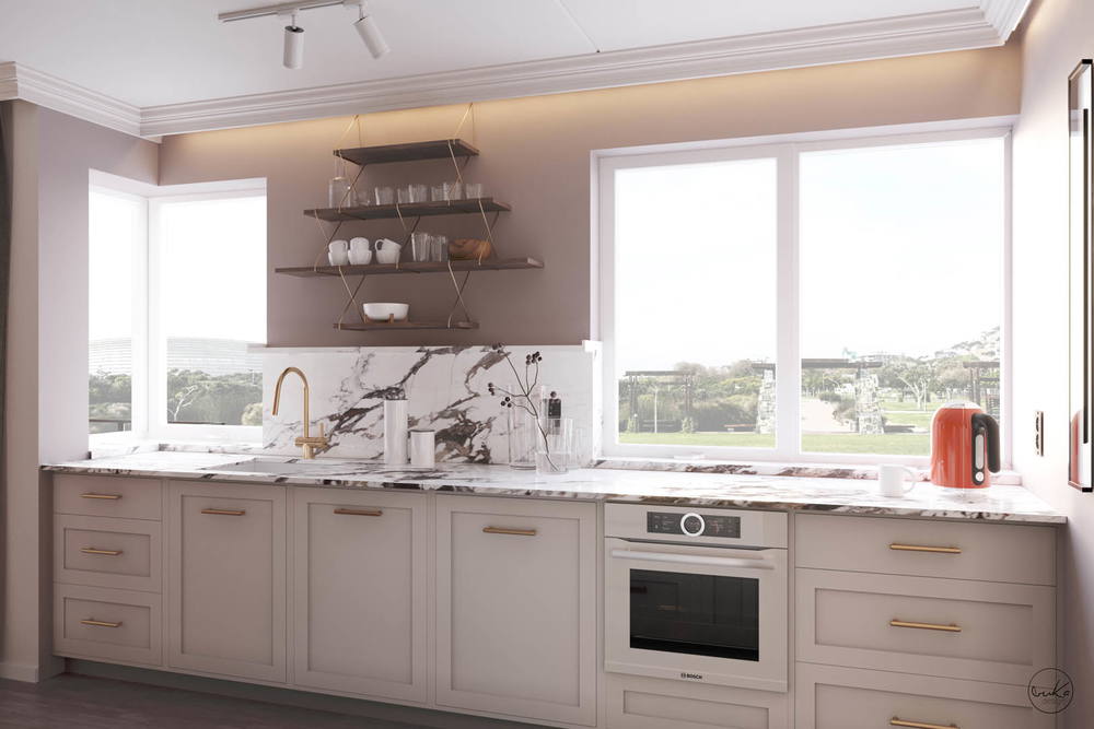Modern burgundy, ujęcie 12 — projekt apartamentu, Kraków, projekt buKadesign