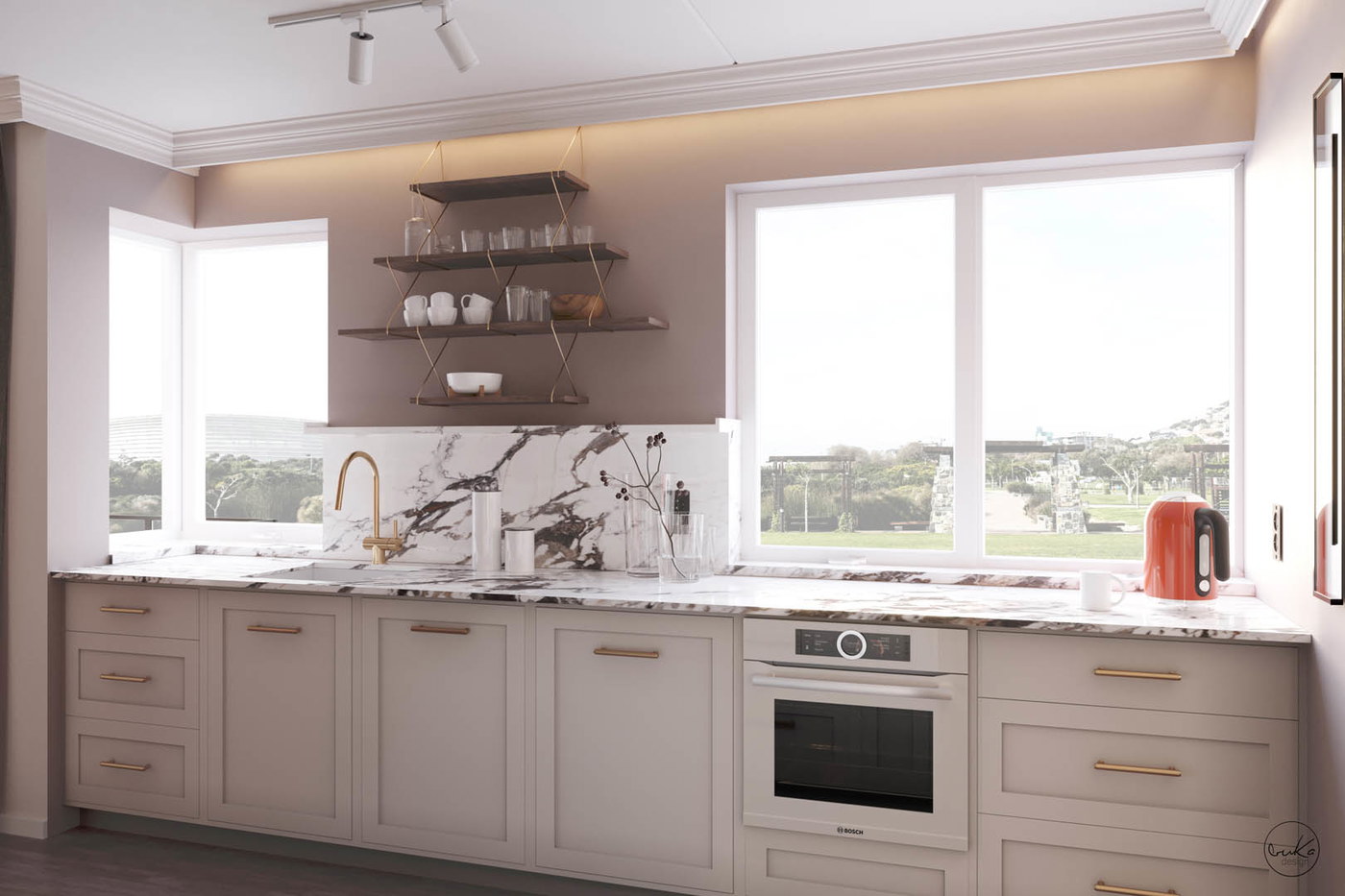 Modern burgundy, ujęcie 12 — projekt apartamentu, Kraków, projekt buKadesign