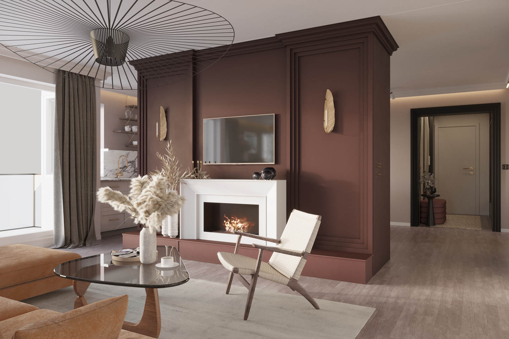 Modern burgundy — projekt apartamentu, Kraków — projekt wnętrza buKadesign