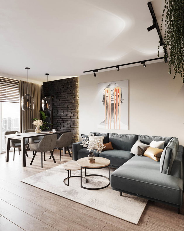 Modern industrial — projekt apartamentu, Kraków — projekt wnętrza buKadesign
