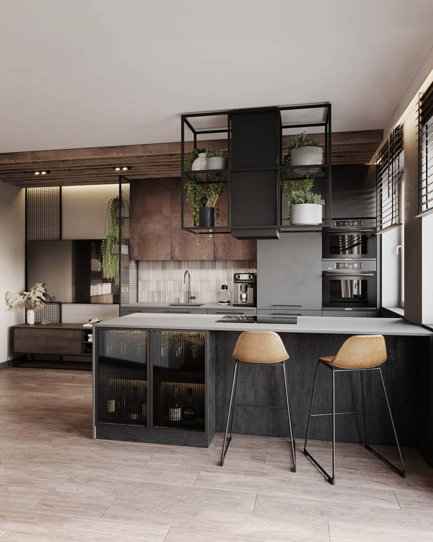 Modern industrial, ujęcie 4 — projekt apartamentu, Kraków, projekt buKadesign
