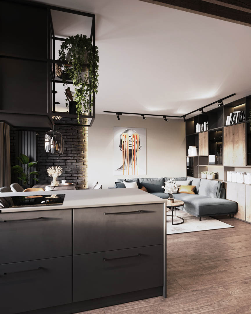 Modern industrial, ujęcie 5 — projekt apartamentu, Kraków, projekt buKadesign