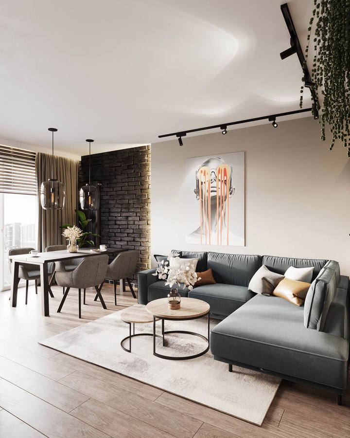 Modern industrial — projekt apartamentu, Kraków — projekt wnętrza buKadesign