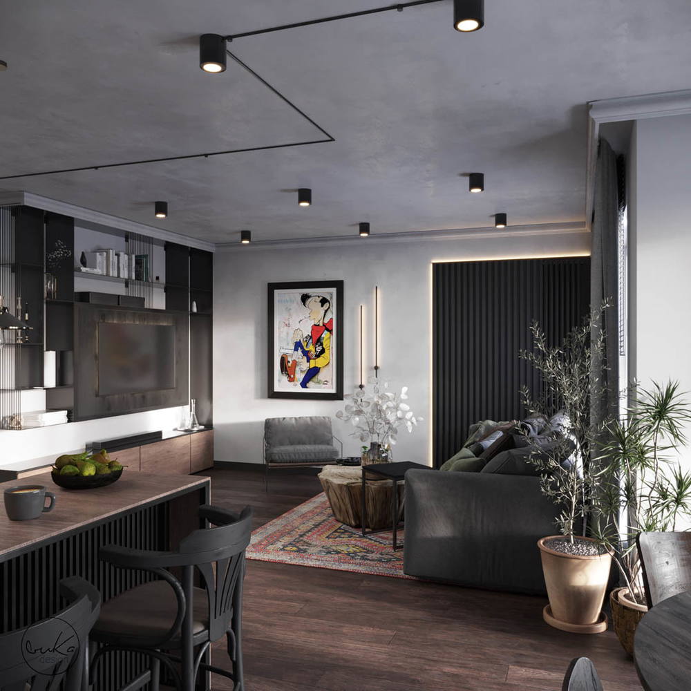 Urban oasis, ujęcie 3 — projekt apartamentu, Kraków, projekt buKadesign