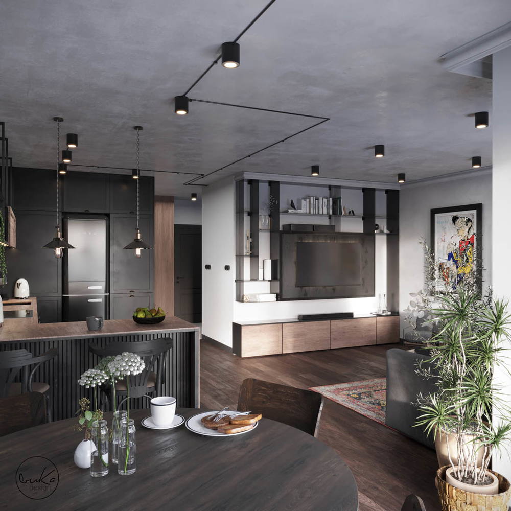 Urban oasis, ujęcie 5 — projekt apartamentu, Kraków, projekt buKadesign