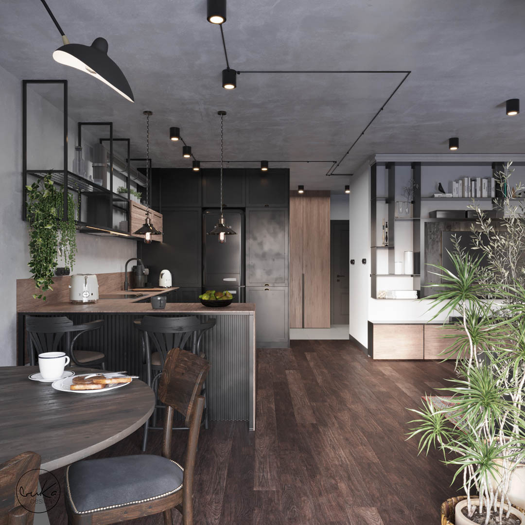 Urban oasis, ujęcie 6 — projekt apartamentu, Kraków, projekt buKadesign