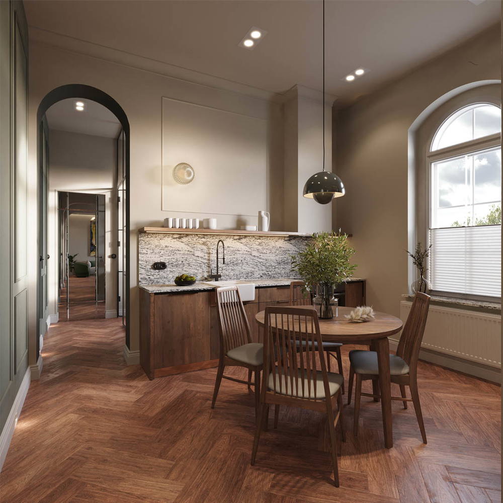 Vintage charm, ujęcie 3 — projekt apartamentu, Kraków, projekt buKadesign