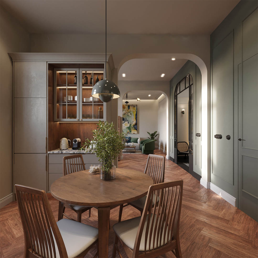 Vintage charm, ujęcie 4 — projekt apartamentu, Kraków, projekt buKadesign
