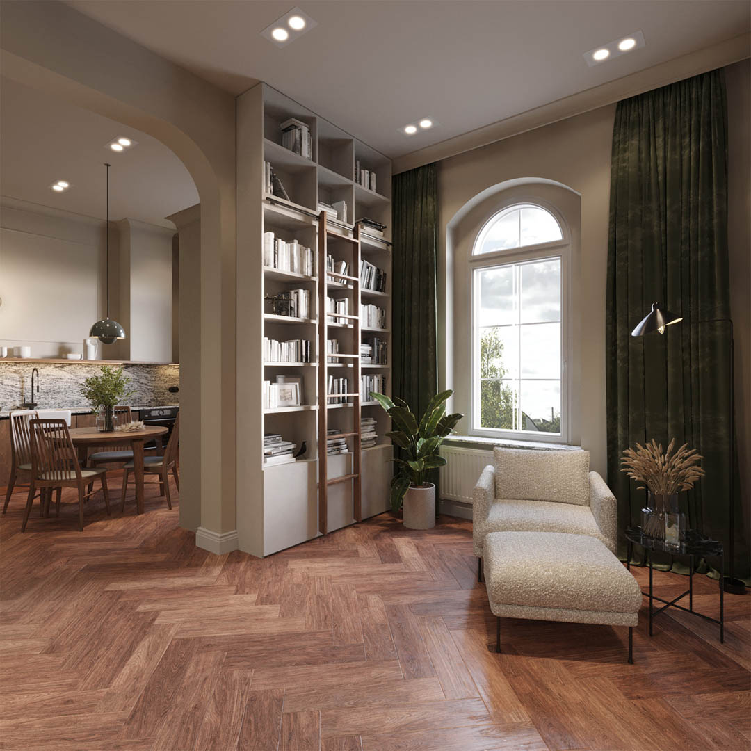 Vintage charm, ujęcie 7 — projekt apartamentu, Kraków, projekt buKadesign