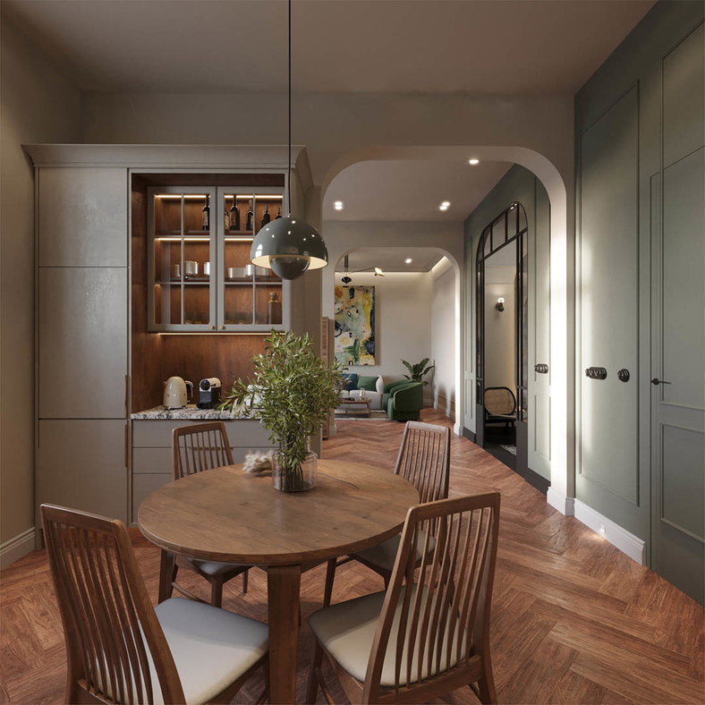 Vintage charm — projekt apartamentu, Kraków — projekt wnętrza buKadesign
